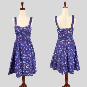 Bea & Dot by ModCloth Bumper Car Print Sundress Purple Size Small